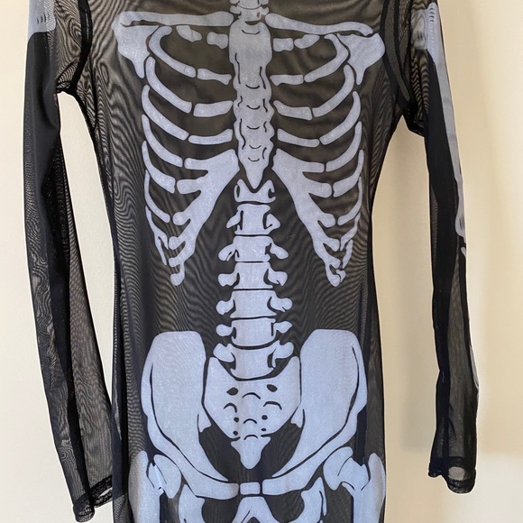 Black Sheer Boohoo Skeleton Dress - Picture 2 of 3